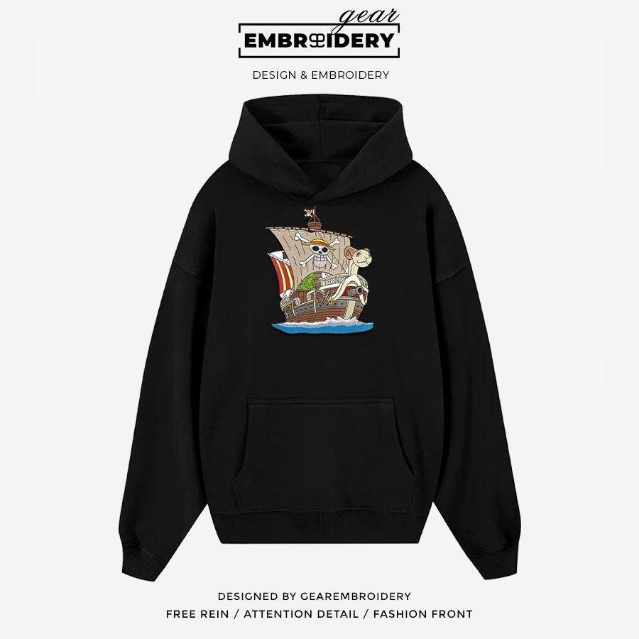 Going merry One Piece Embroidered Design Personalized Embroidered T Shirt Sweatshirt Hoodie Clothing OP0057