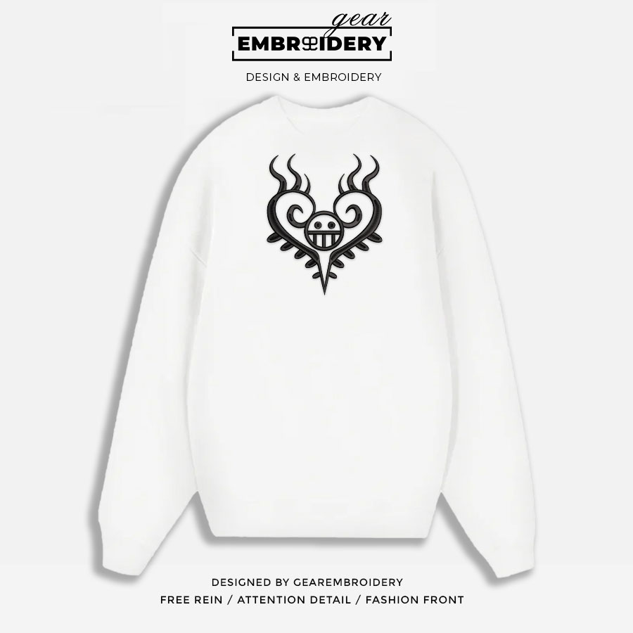 Law chest tattoo One Piece Embroidered Design Personalized Embroidered T Shirt Sweatshirt Hoodie Clothing OP0064