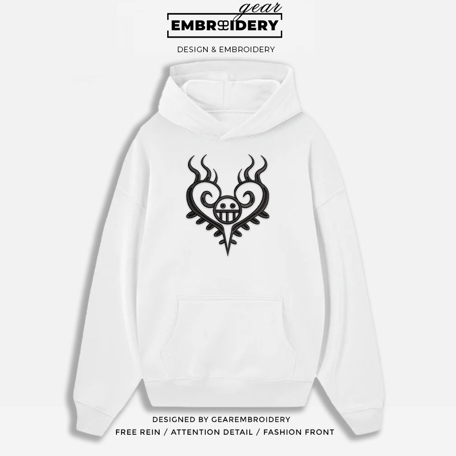 Law chest tattoo One Piece Embroidered Design Personalized Embroidered T Shirt Sweatshirt Hoodie Clothing OP0064