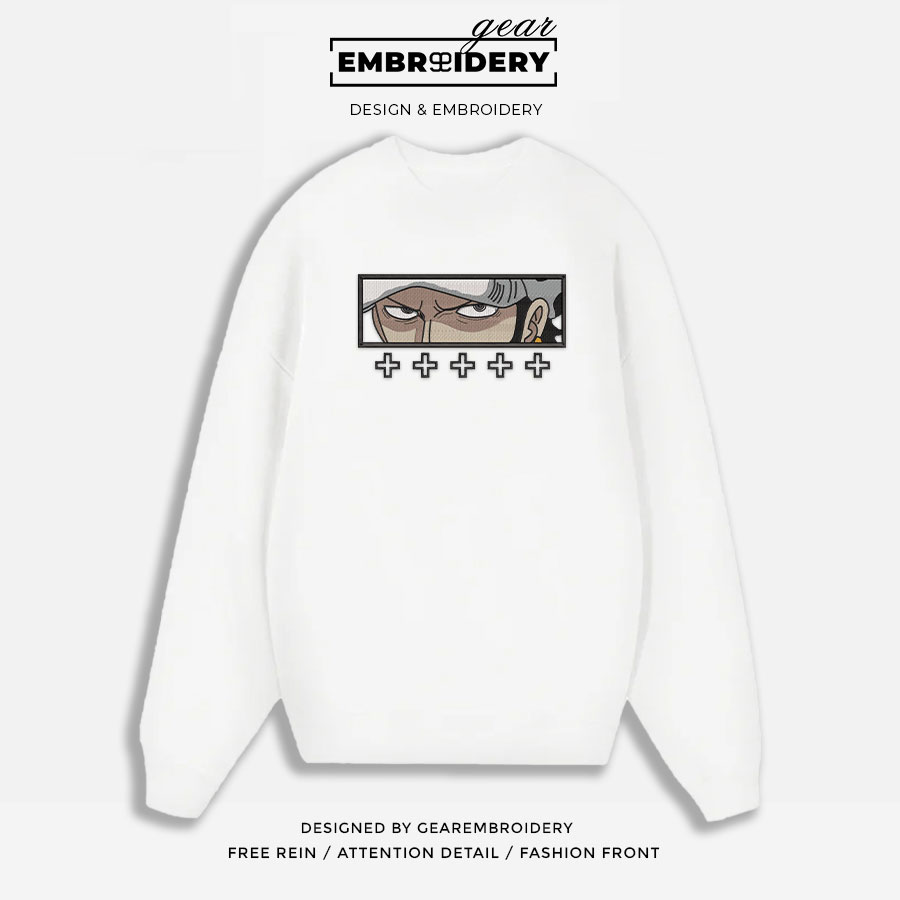 Law eyes One Piece Embroidered Design Personalized Embroidered T Shirt Sweatshirt Hoodie Clothing OP0065
