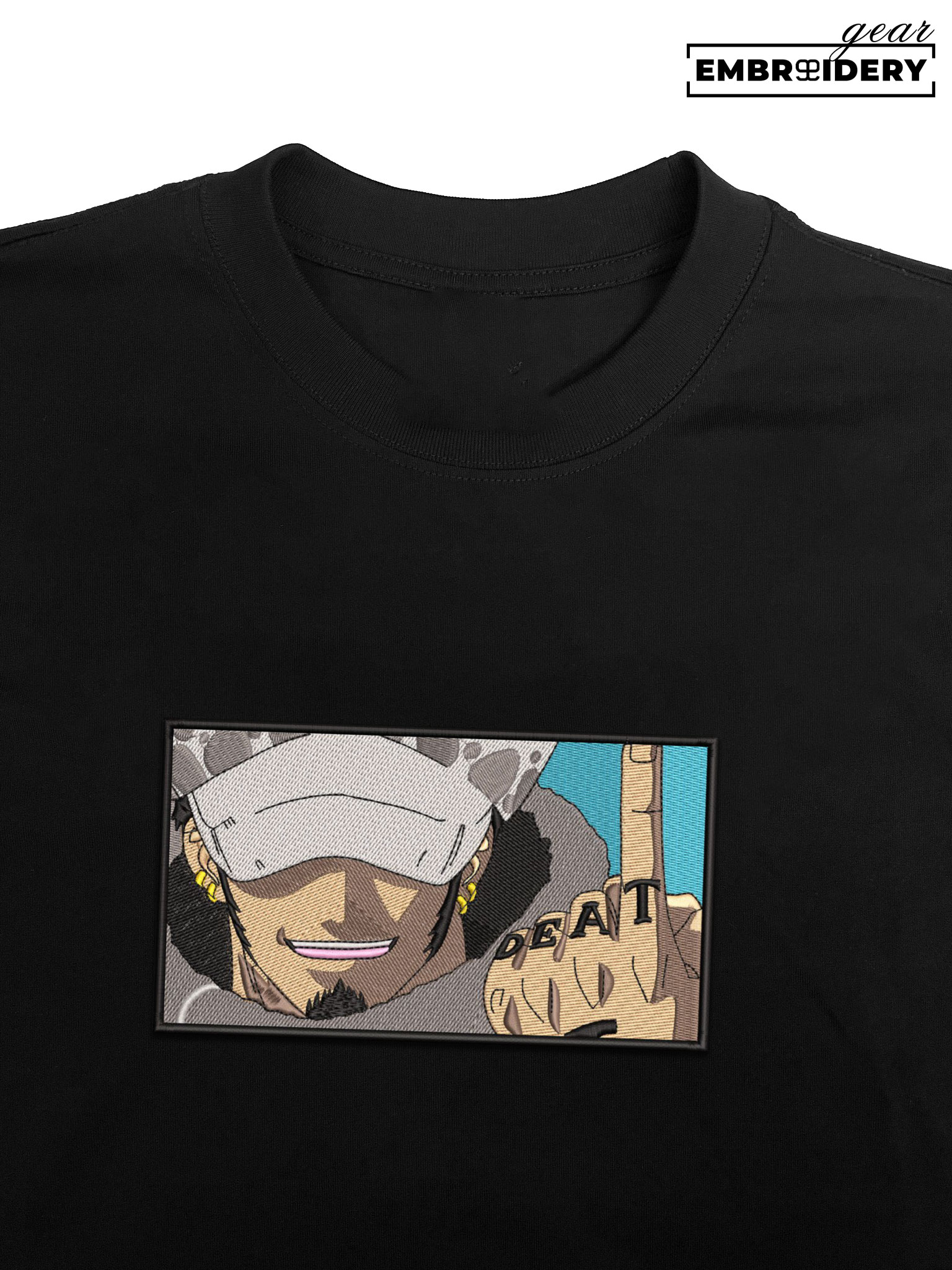 Law shambres One Piece Embroidered Design Personalized Embroidered T Shirt Sweatshirt Hoodie Clothing OP0068