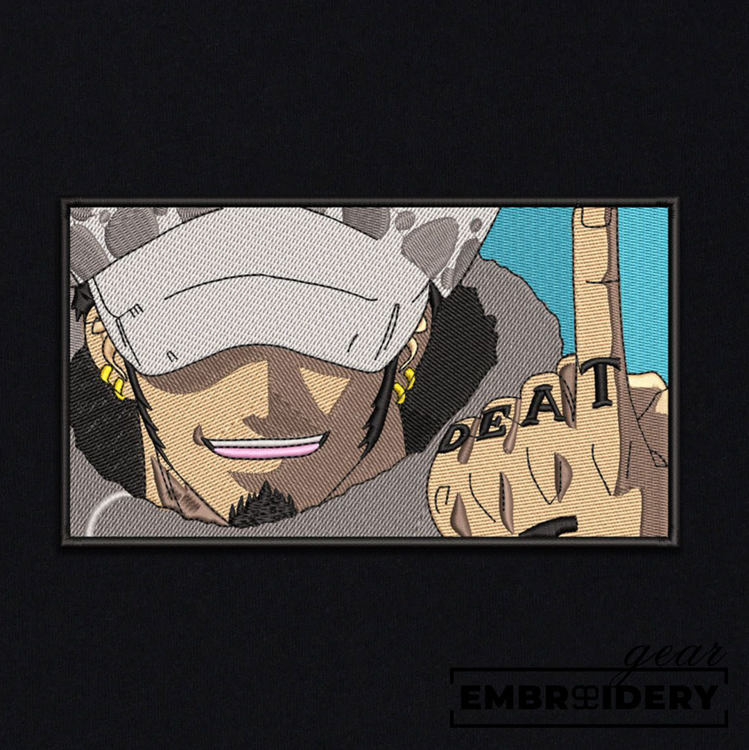 Law shambres One Piece Embroidered Design Personalized Embroidered T Shirt Sweatshirt Hoodie Clothing OP0068