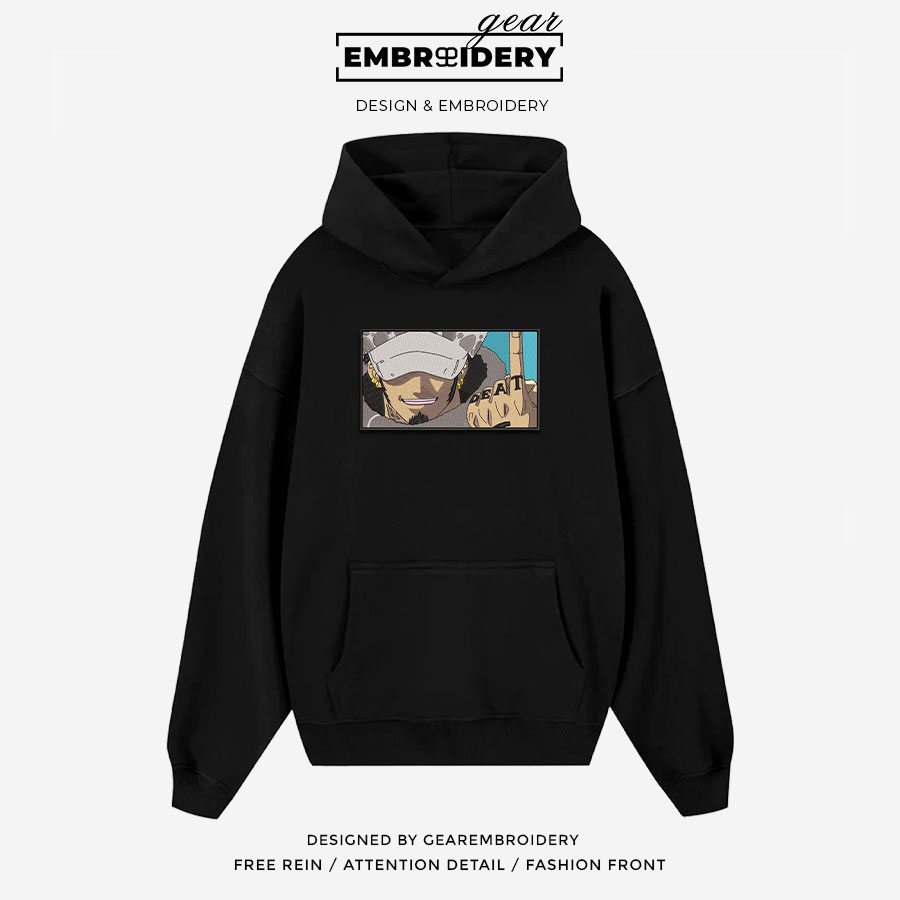 Law shambres One Piece Embroidered Design Personalized Embroidered T Shirt Sweatshirt Hoodie Clothing OP0068