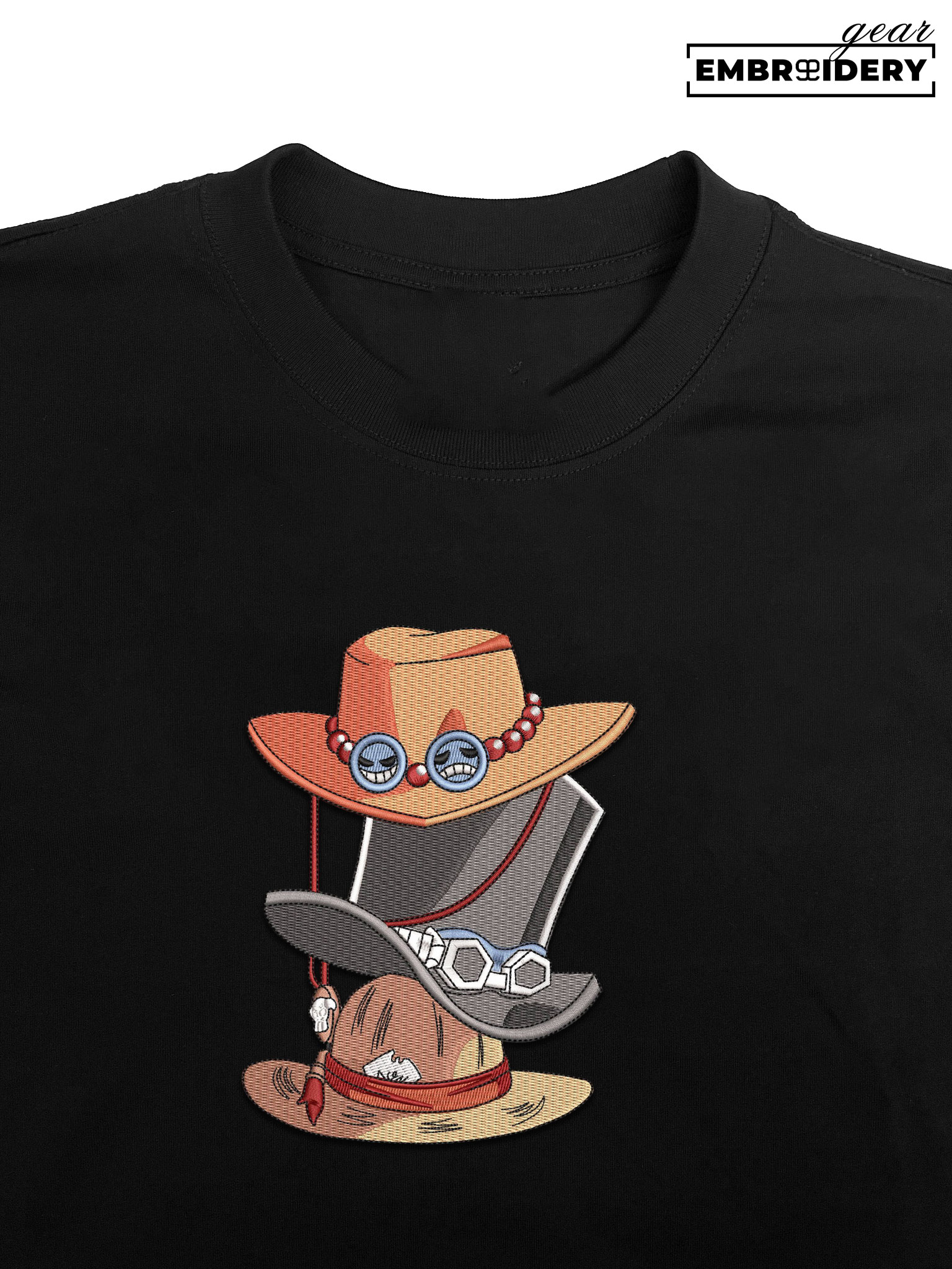 Luffy Ace Sabo hats One Piece Embroidered Design Personalized Embroidered T Shirt Sweatshirt Hoodie Clothing OP0074