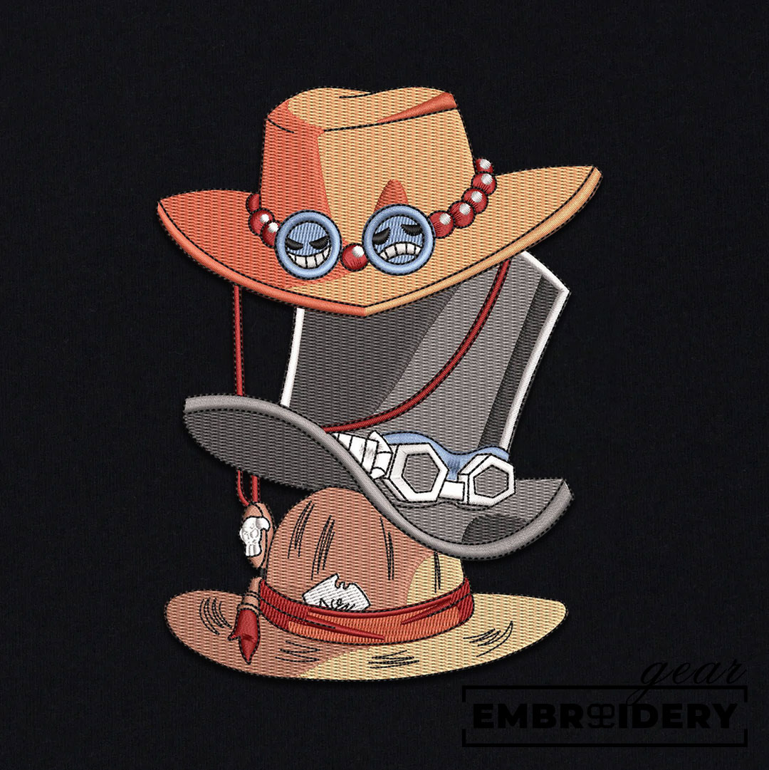 Luffy Ace Sabo hats One Piece Embroidered Design Personalized Embroidered T Shirt Sweatshirt Hoodie Clothing OP0074