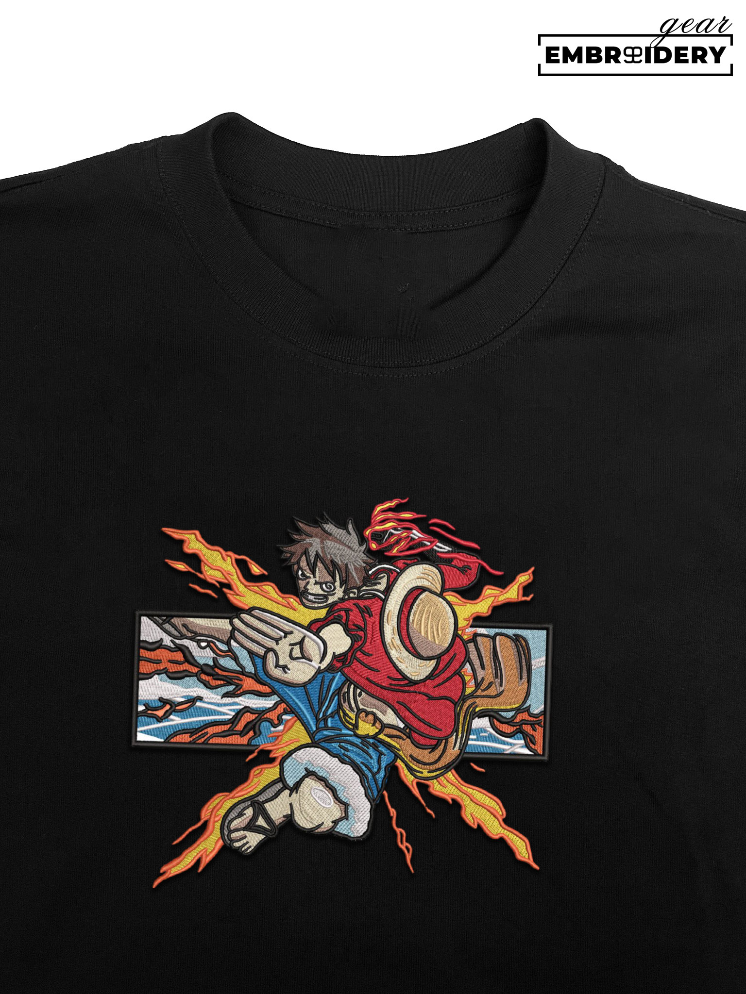 Luffy attack One Piece Embroidered Design Personalized Embroidered T Shirt Sweatshirt Hoodie Clothing OP0075