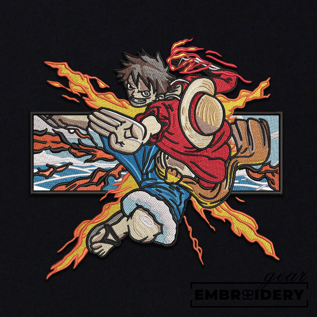 Luffy attack One Piece Embroidered Design Personalized Embroidered T Shirt Sweatshirt Hoodie Clothing OP0075