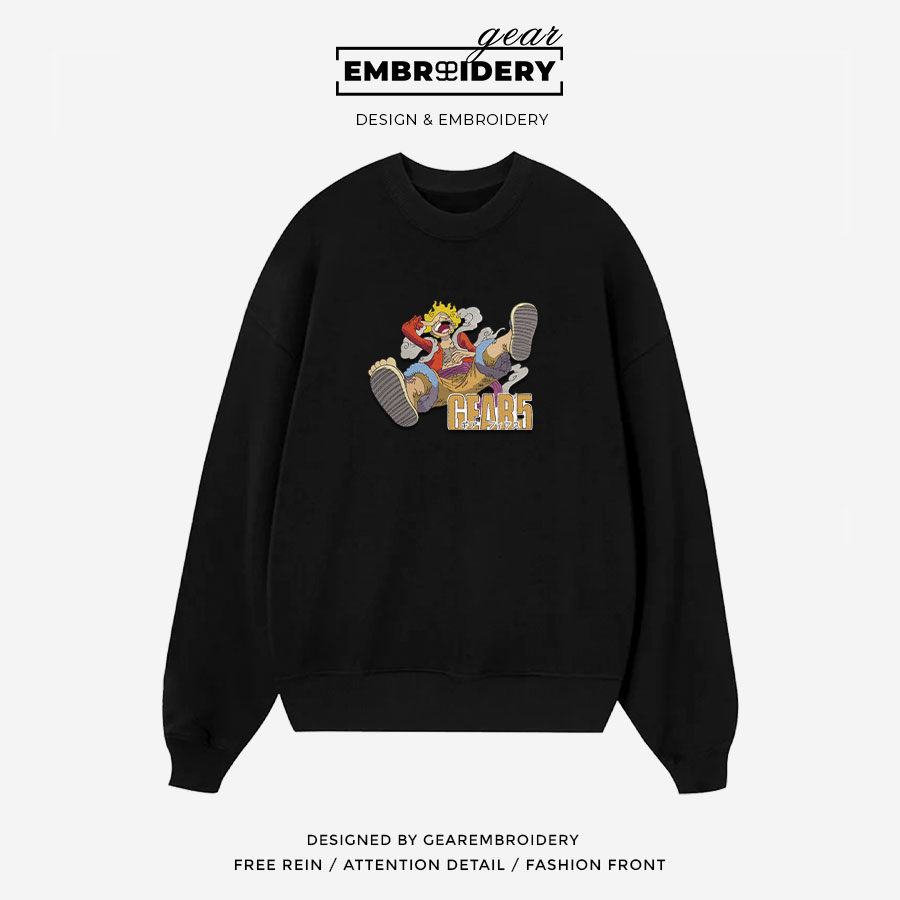 Luffy gear 5 One Piece Embroidered Design Personalized Embroidered T Shirt Sweatshirt Hoodie Clothing OP0088