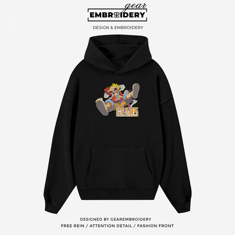 Luffy gear 5 One Piece Embroidered Design Personalized Embroidered T Shirt Sweatshirt Hoodie Clothing OP0088