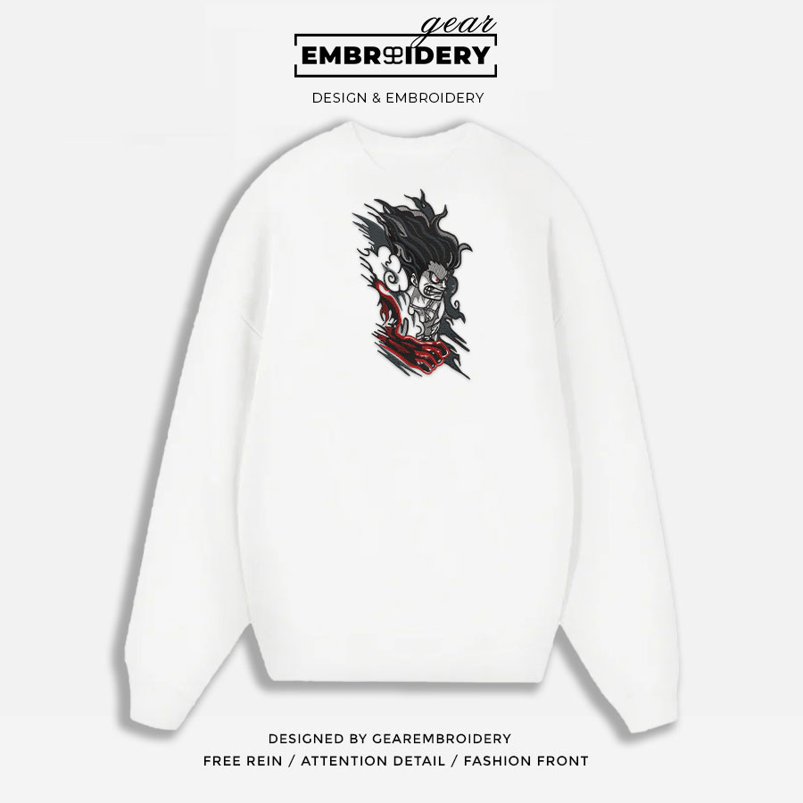 Luffy gear4 snakeman One Piece Embroidered Design Personalized Embroidered T Shirt Sweatshirt Hoodie Clothing OP0090