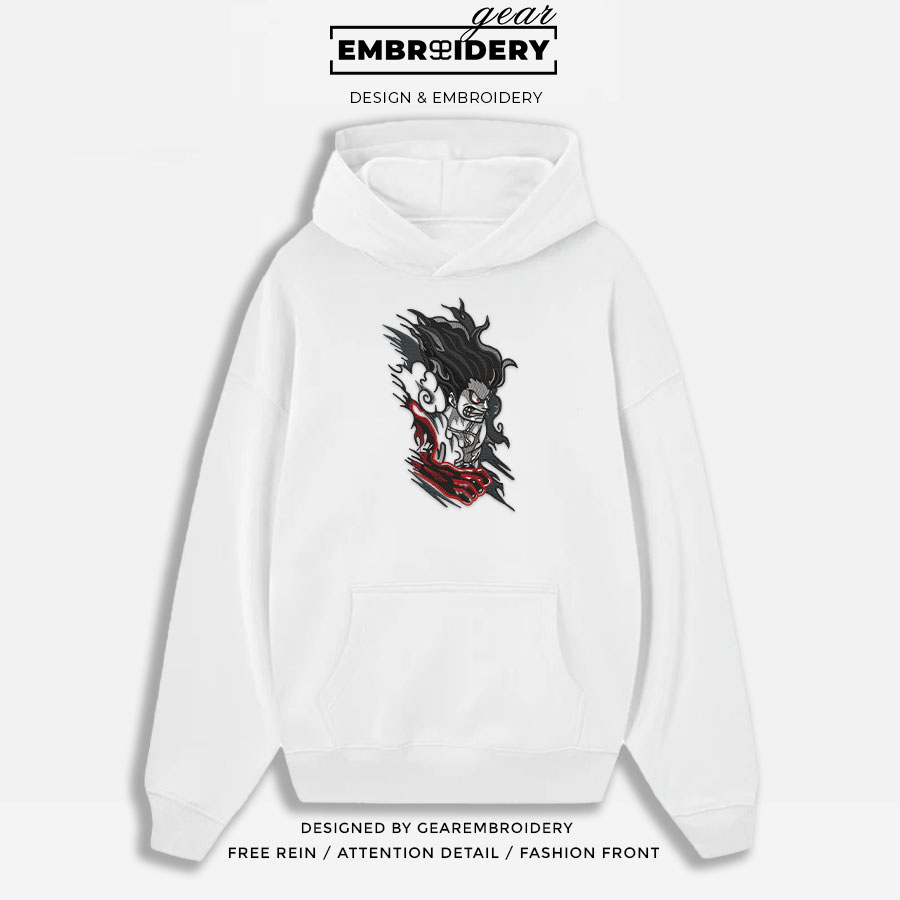 Luffy gear4 snakeman One Piece Embroidered Design Personalized Embroidered T Shirt Sweatshirt Hoodie Clothing OP0090