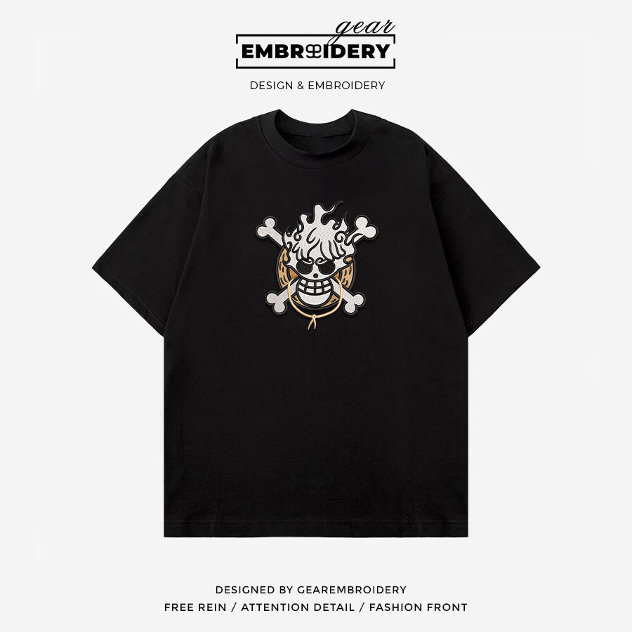 Luffy gear5 logo One Piece Embroidered Design Personalized Embroidered T Shirt Sweatshirt Hoodie Clothing OP0107