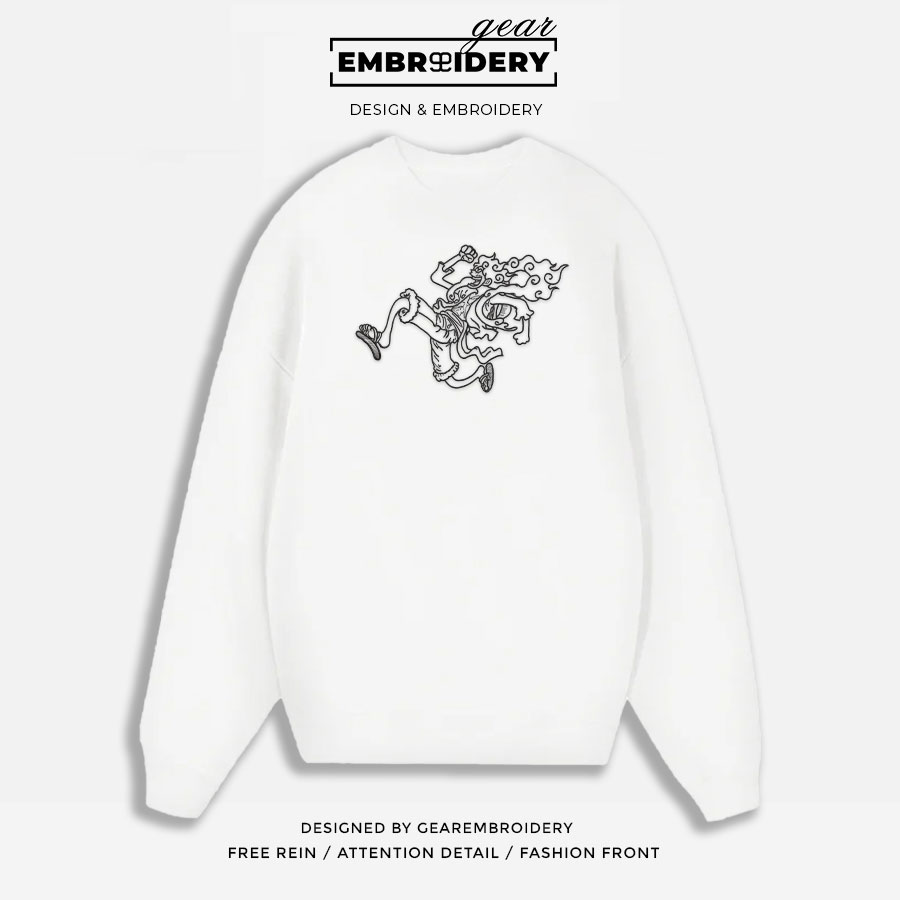 Luffy gear5 One Piece Embroidered Design Personalized Embroidered T Shirt Sweatshirt Hoodie Clothing OP0092
