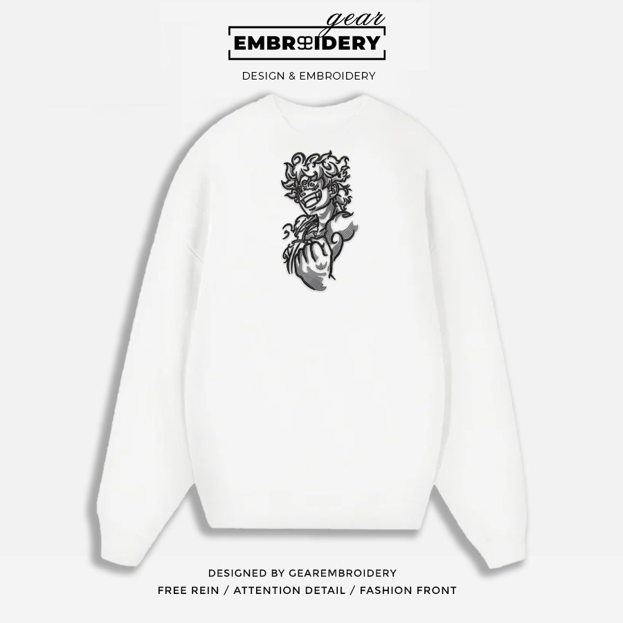 Luffy gear5 One Piece Embroidered Design Personalized Embroidered T Shirt Sweatshirt Hoodie Clothing OP0093
