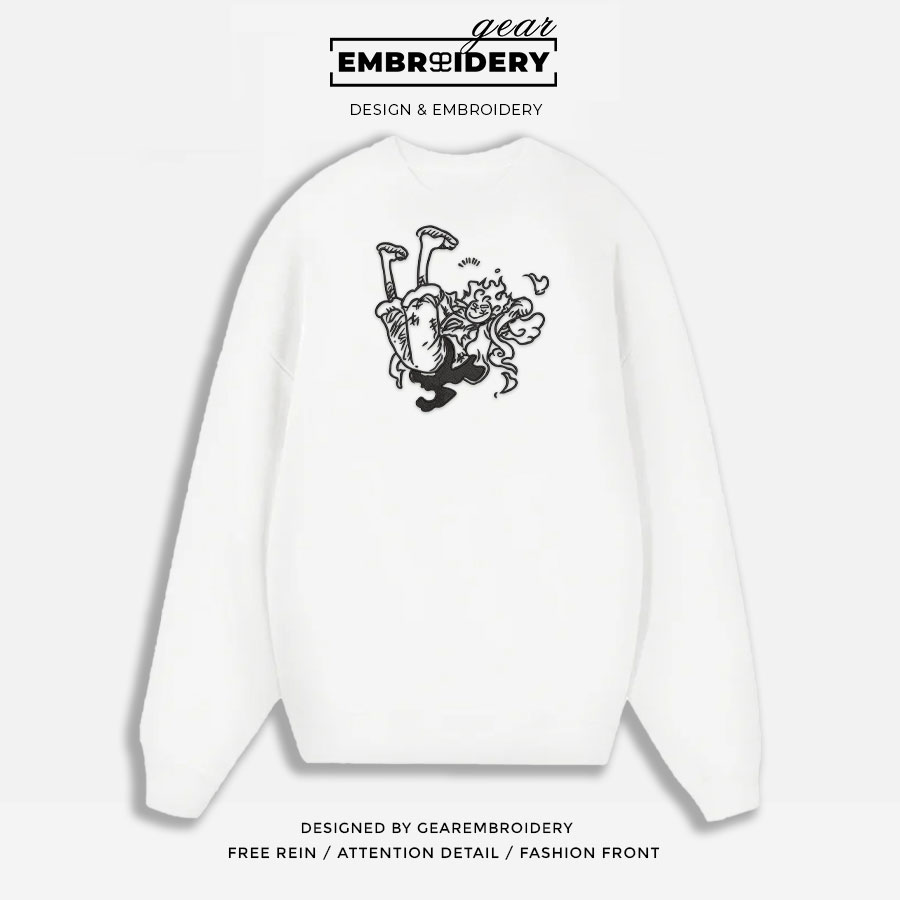 Luffy gear5 One Piece Embroidered Design Personalized Embroidered T Shirt Sweatshirt Hoodie Clothing OP0097