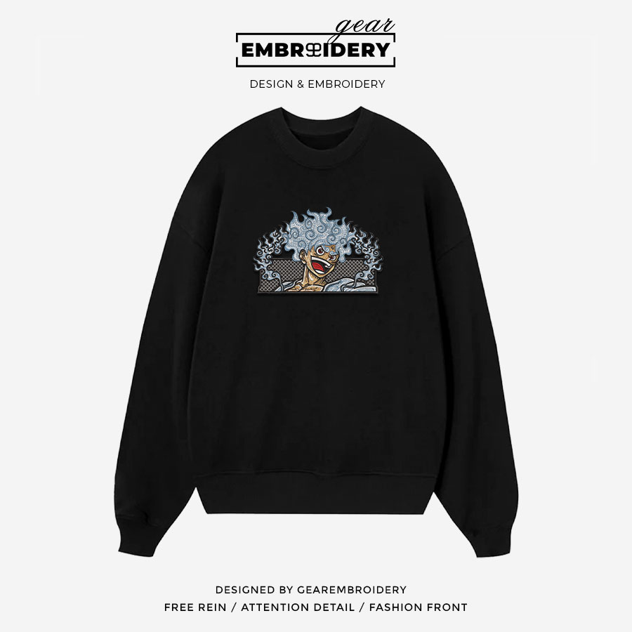 Luffy gear5 One Piece Embroidered Design Personalized Embroidered T Shirt Sweatshirt Hoodie Clothing OP0098