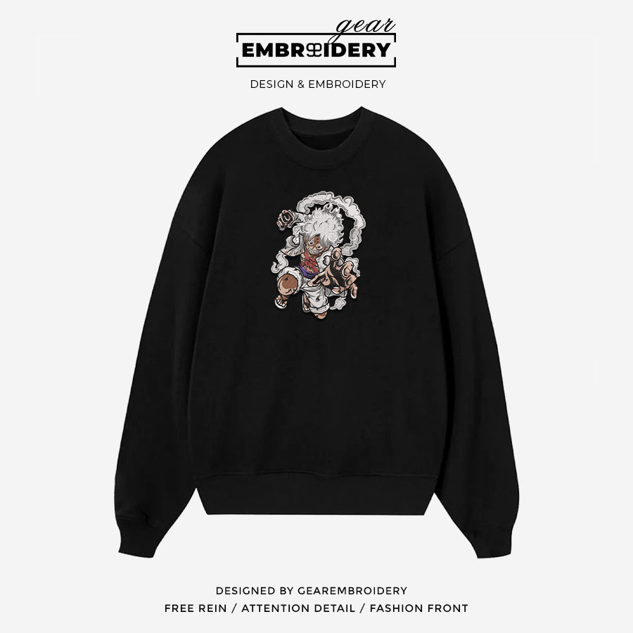 Luffy gear5 One Piece Embroidered Design Personalized Embroidered T Shirt Sweatshirt Hoodie Clothing OP0099