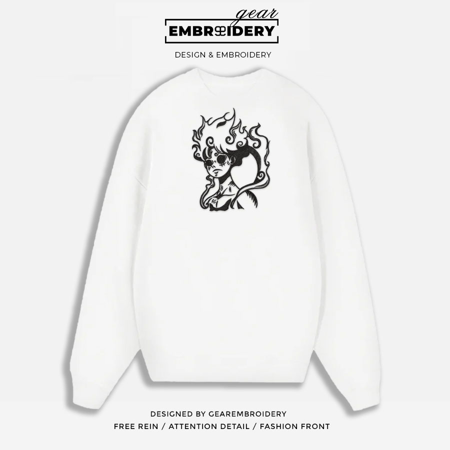 Luffy gear5 One Piece Embroidered Design Personalized Embroidered T Shirt Sweatshirt Hoodie Clothing OP0103