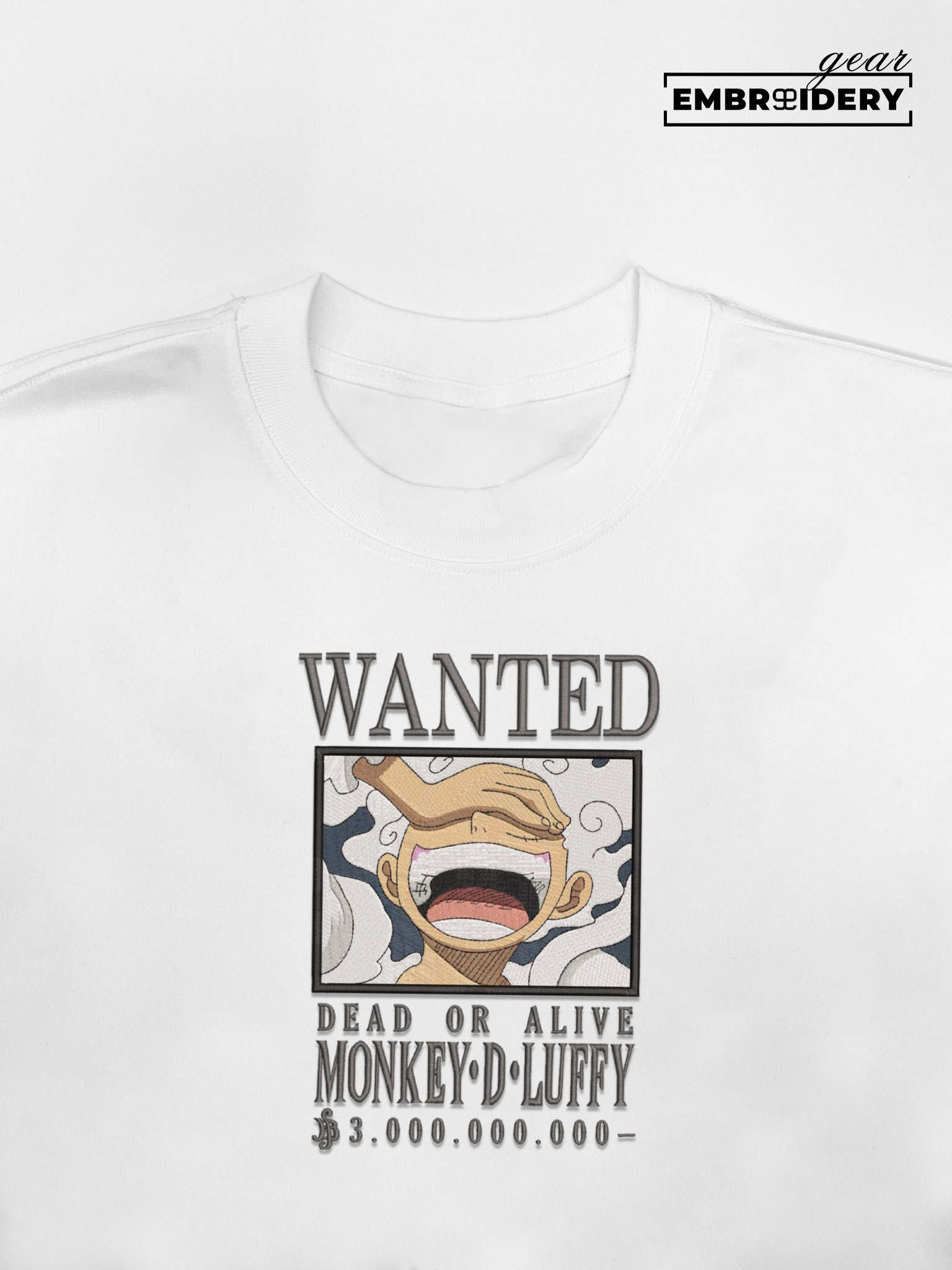 Luffy gear5 poster One Piece Embroidered Design Personalized Embroidered T Shirt Sweatshirt Hoodie Clothing OP0108