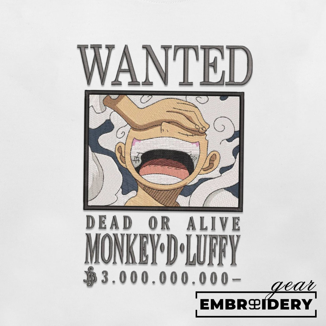 Luffy gear5 poster One Piece Embroidered Design Personalized Embroidered T Shirt Sweatshirt Hoodie Clothing OP0108