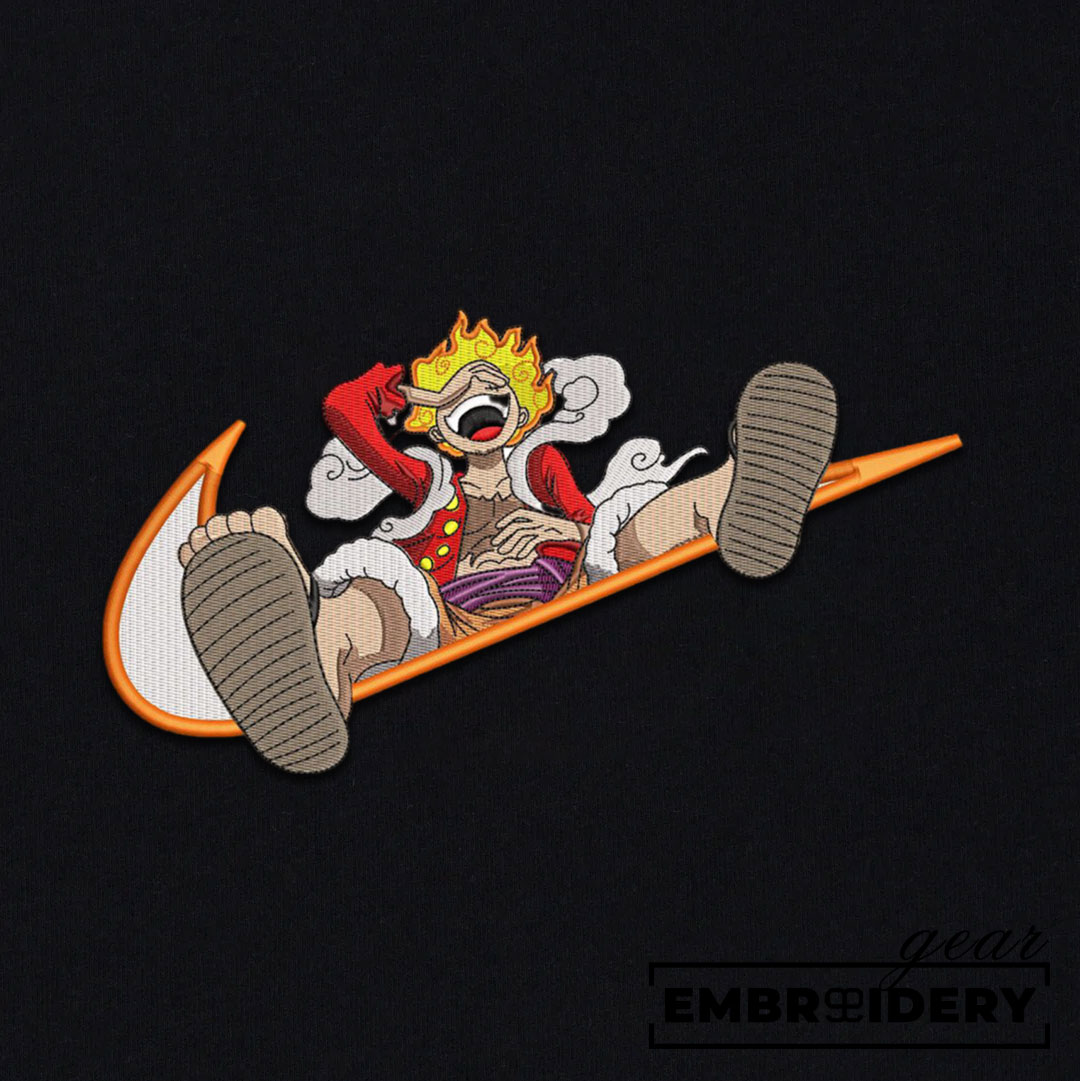 Luffy gear5 swoosh nike One Piece Anime Embroidered Design Personalized Embroidered T Shirt Sweatshirt Hoodie Clothing OP0112