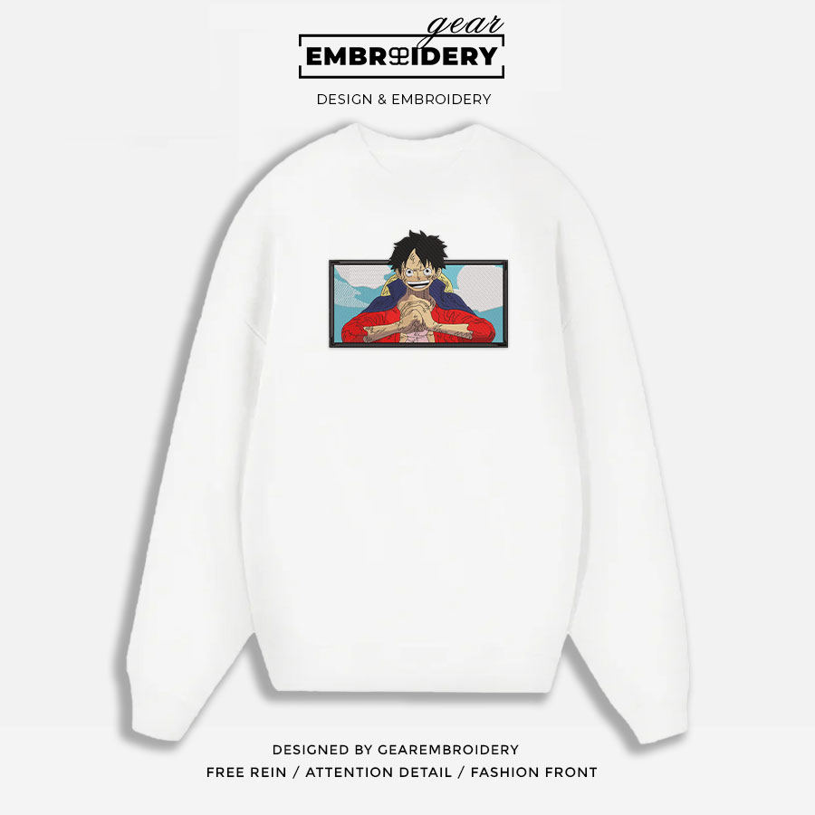 Luffy One Piece Embroidered Design Personalized Embroidered T Shirt Sweatshirt Hoodie Clothing OP0084