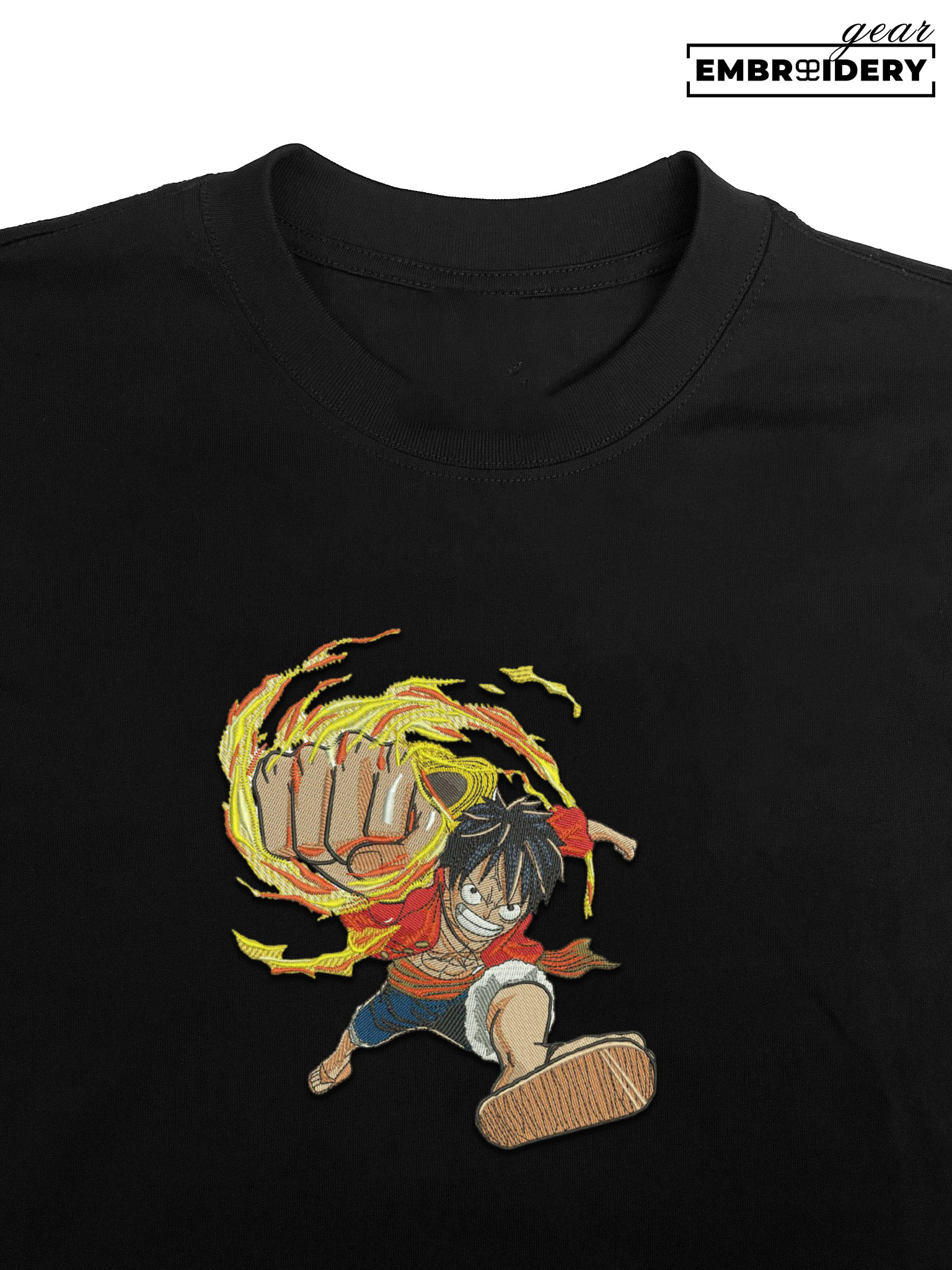 Luffy punch One Piece Embroidered Design Personalized Embroidered T Shirt Sweatshirt Hoodie Clothing OP0123