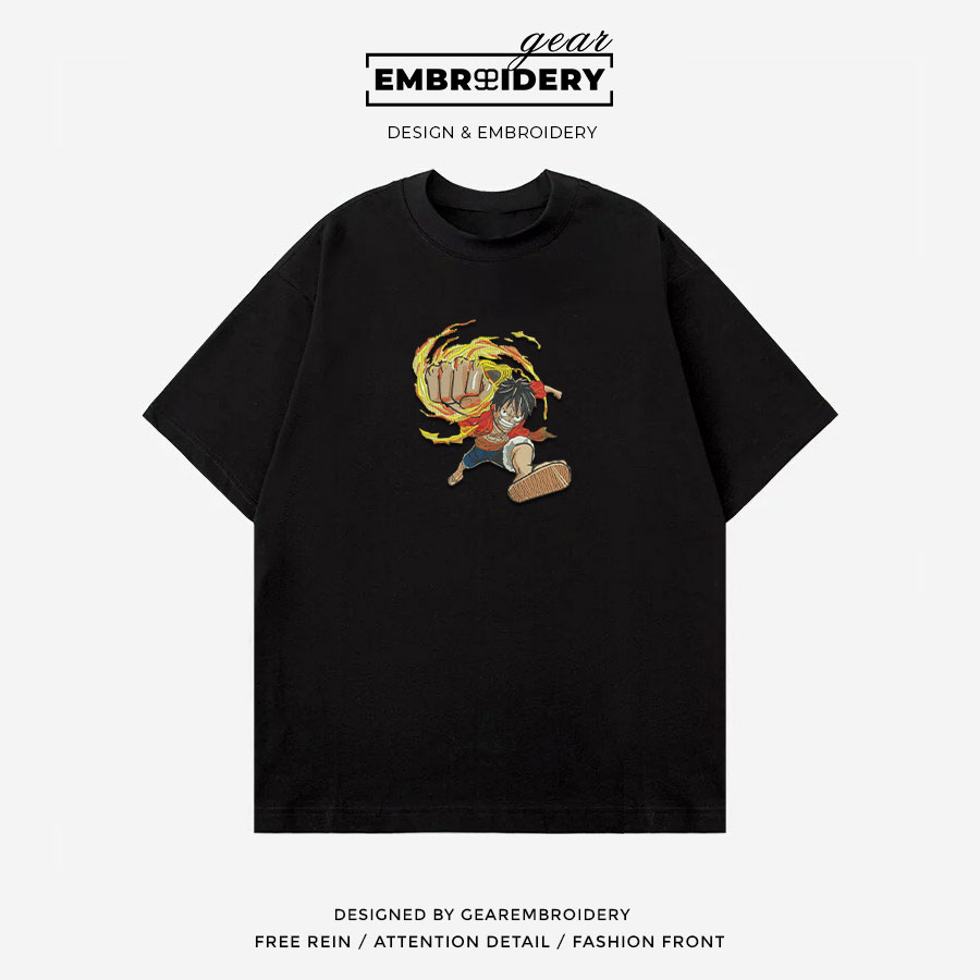 Luffy punch One Piece Embroidered Design Personalized Embroidered T Shirt Sweatshirt Hoodie Clothing OP0123