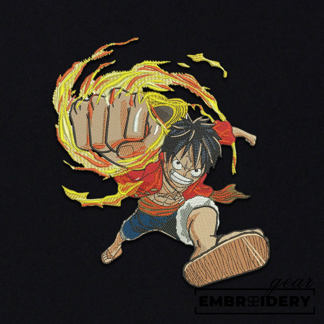 Luffy punch One Piece Embroidered Design Personalized Embroidered T Shirt Sweatshirt Hoodie Clothing OP0123