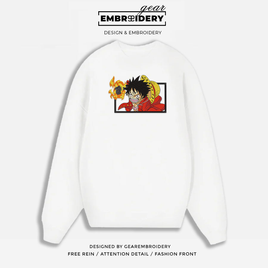 Luffy punch One Piece Embroidered Design Personalized Embroidered T Shirt Sweatshirt Hoodie Clothing OP0124