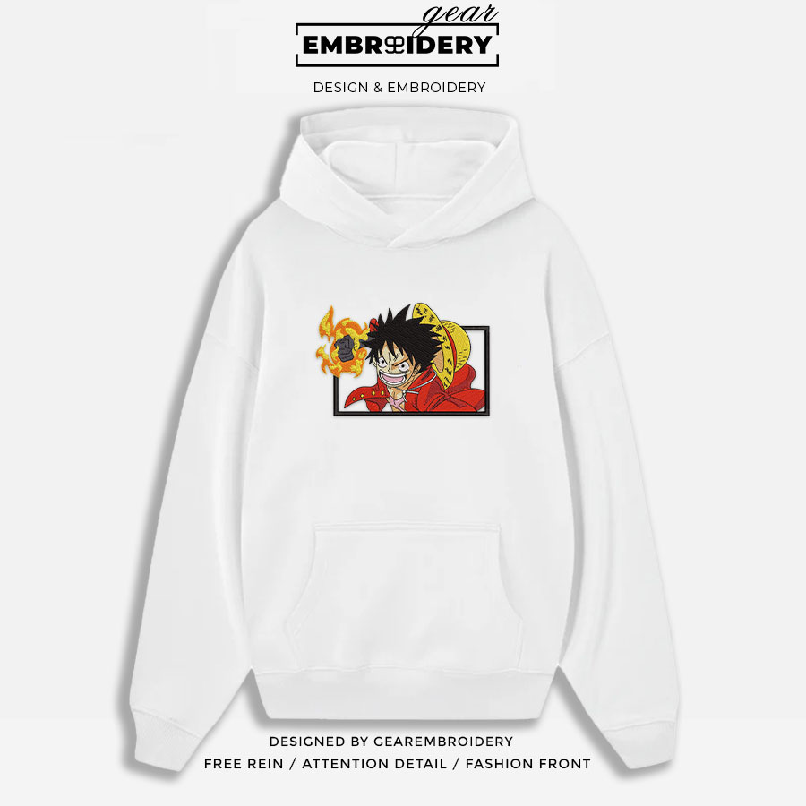 Luffy punch One Piece Embroidered Design Personalized Embroidered T Shirt Sweatshirt Hoodie Clothing OP0124