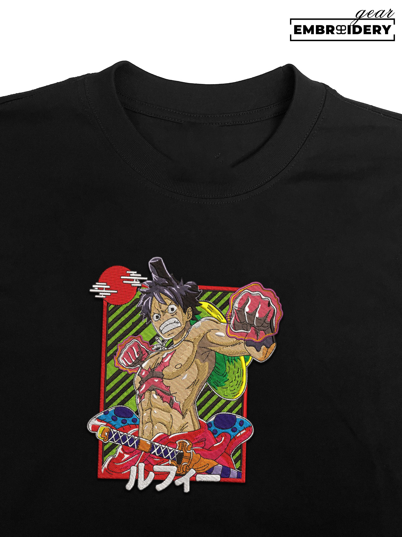 Luffy punch One Piece Embroidered Design Personalized Embroidered T Shirt Sweatshirt Hoodie Clothing OP0125