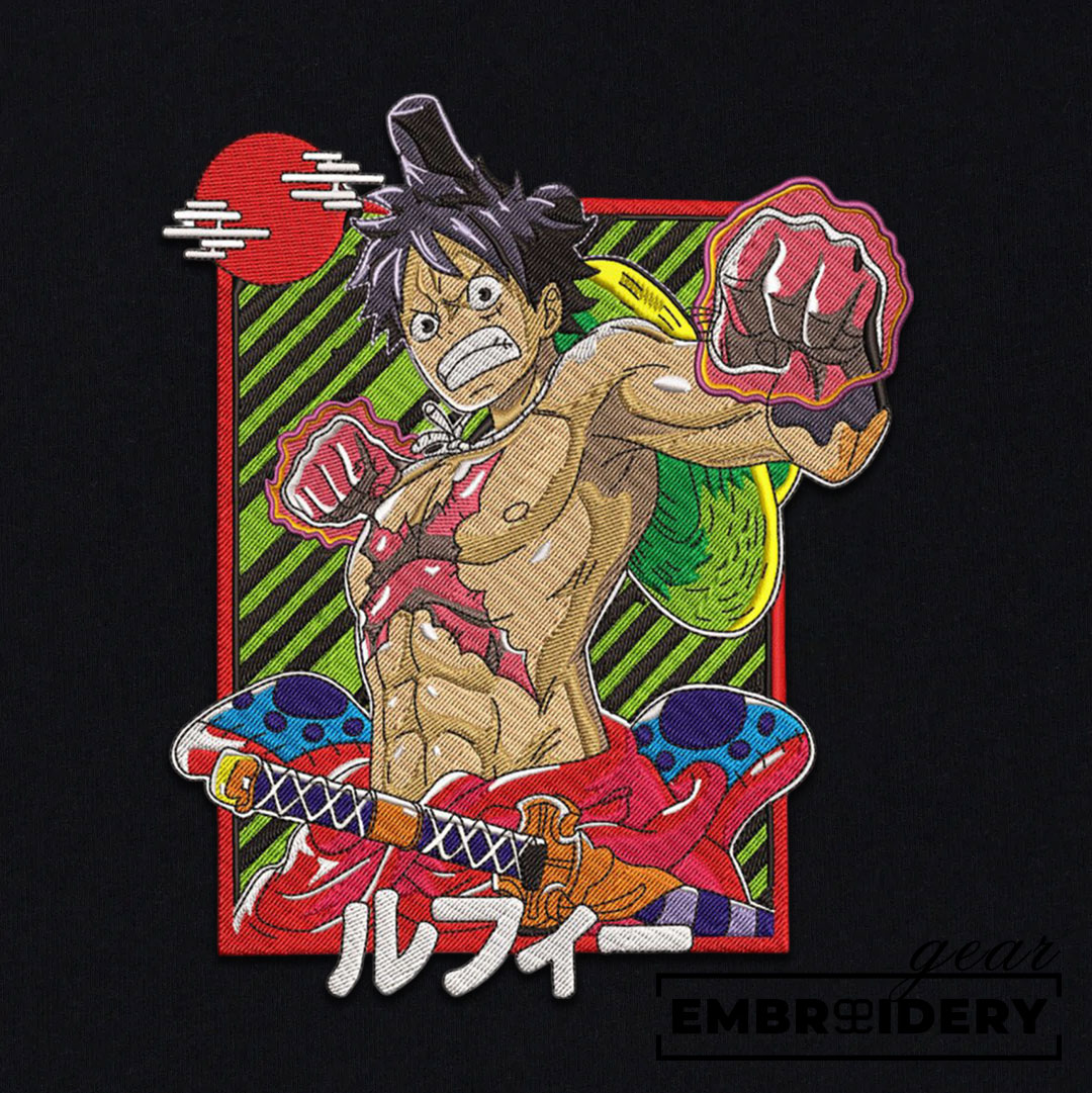Luffy punch One Piece Embroidered Design Personalized Embroidered T Shirt Sweatshirt Hoodie Clothing OP0125