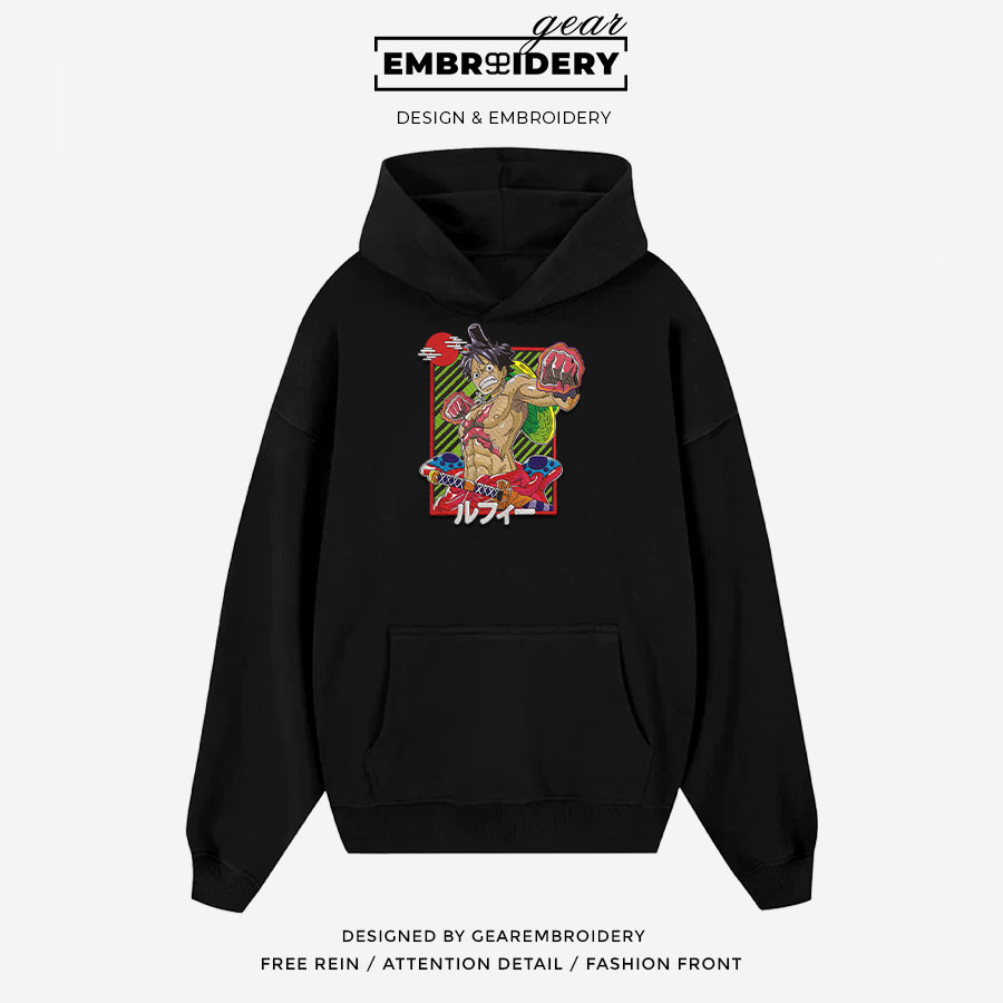 Luffy punch One Piece Embroidered Design Personalized Embroidered T Shirt Sweatshirt Hoodie Clothing OP0125