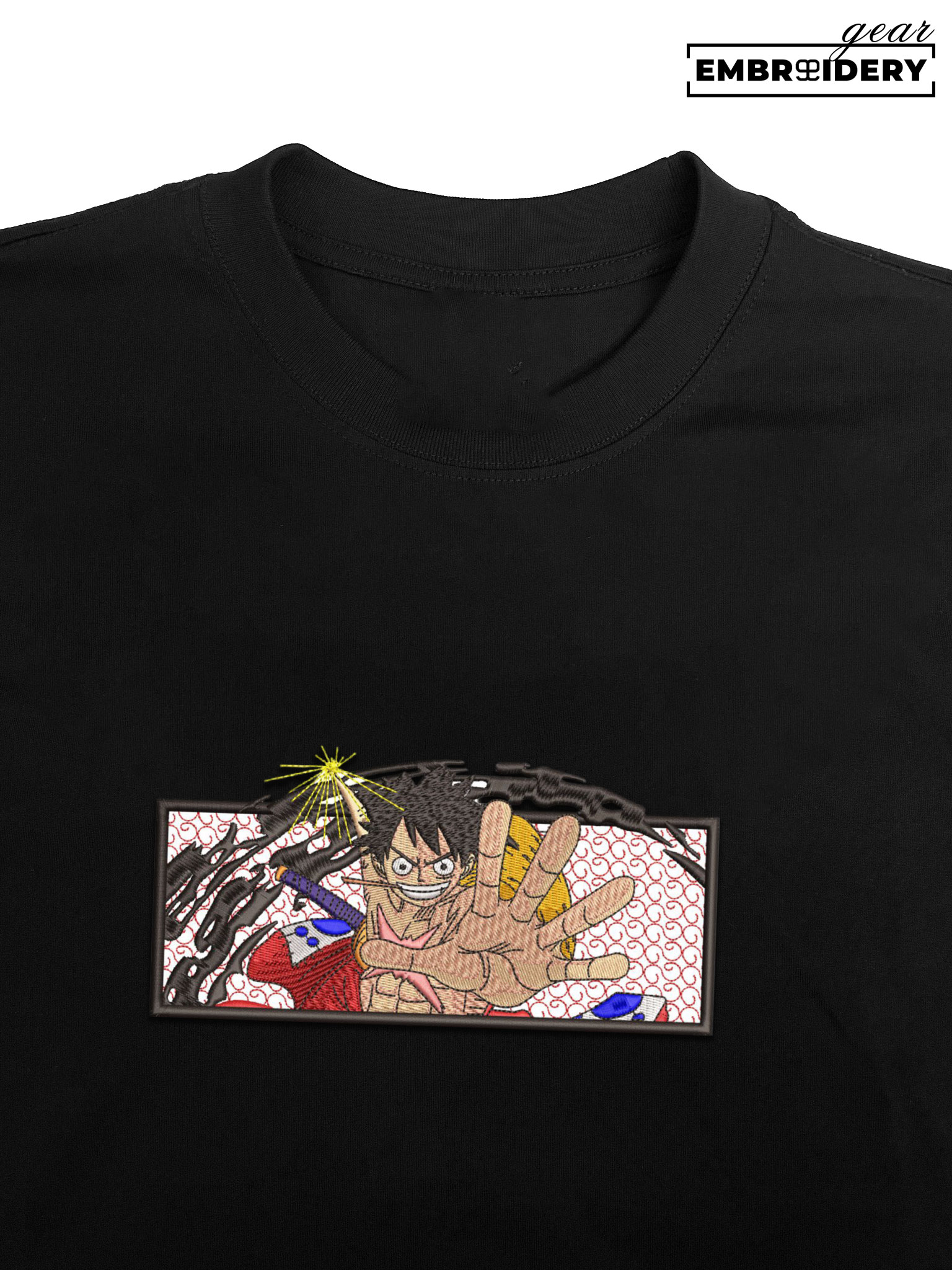 Luffy punch One Piece Embroidered Design Personalized Embroidered T Shirt Sweatshirt Hoodie Clothing OP0127