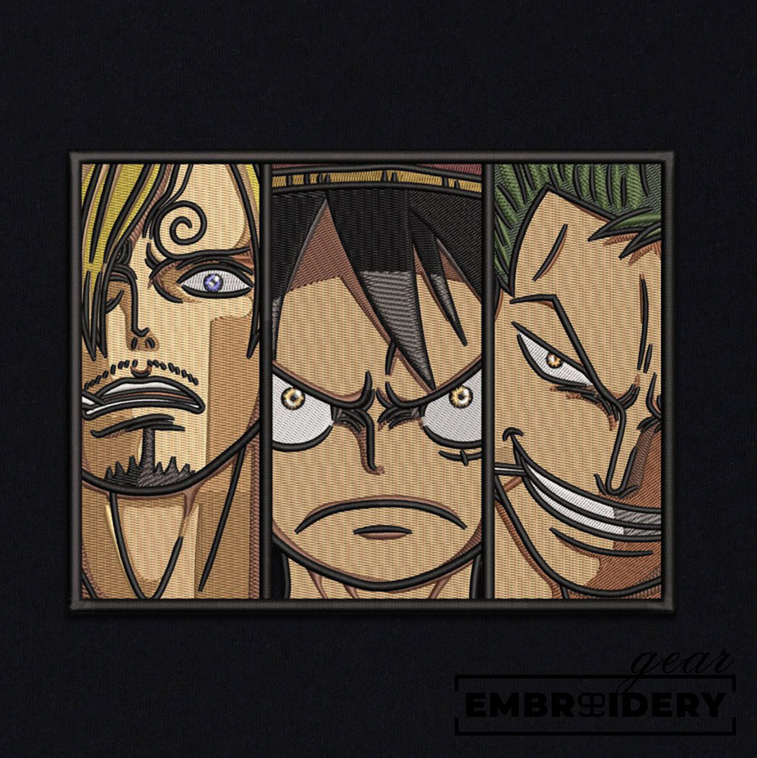 Luffy Sanji Zoro One Piece Embroidered Design Personalized Embroidered T Shirt Sweatshirt Hoodie Clothing OP0129