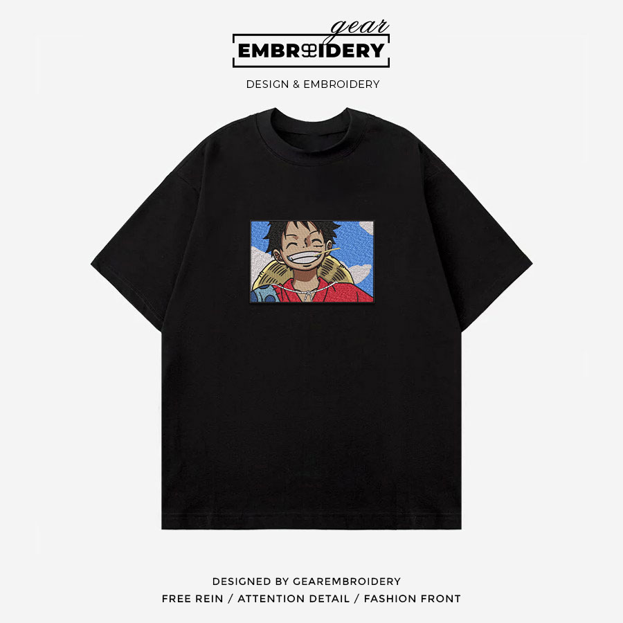 Luffy smile One Piece Embroidered Design Personalized Embroidered T Shirt Sweatshirt Hoodie Clothing OP0130