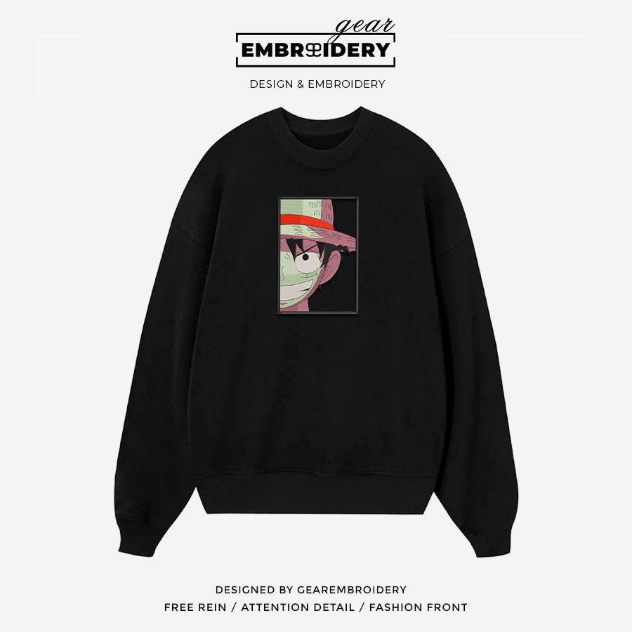 Luffy smile One Piece Embroidered Design Personalized Embroidered T Shirt Sweatshirt Hoodie Clothing OP0131