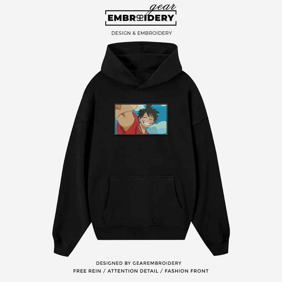 Luffy smile One Piece Embroidered Design Personalized Embroidered T Shirt Sweatshirt Hoodie Clothing OP0132