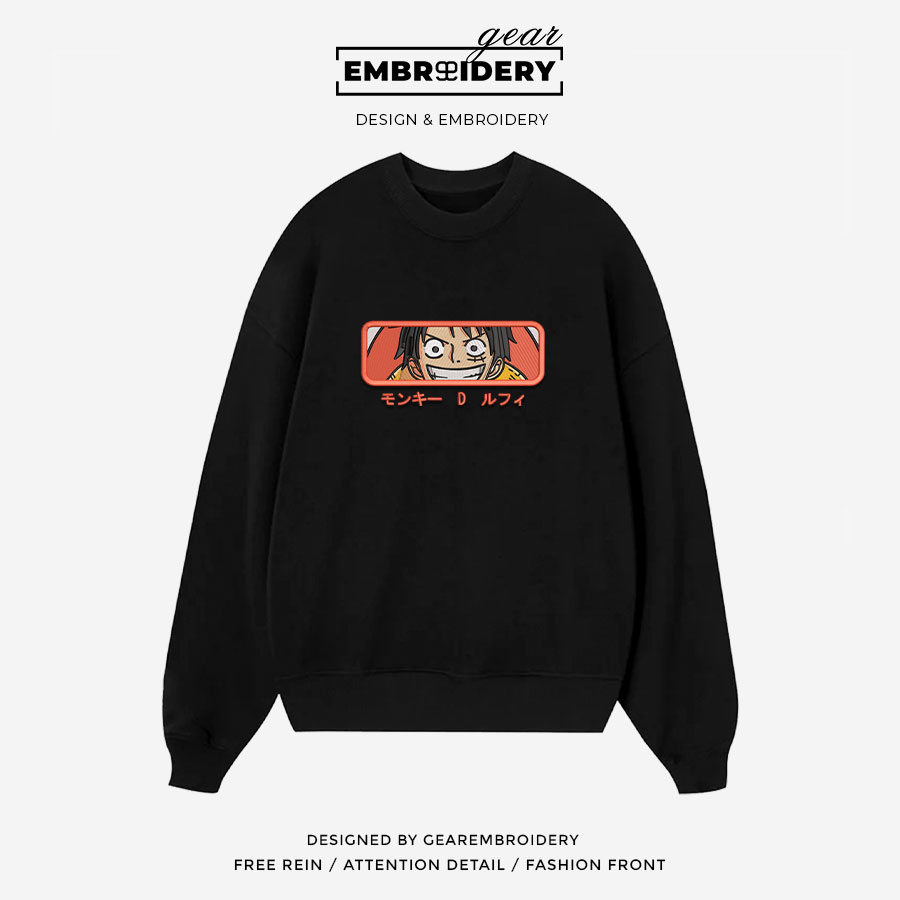 Luffy smile One Piece Embroidered Design Personalized Embroidered T Shirt Sweatshirt Hoodie Clothing OP0133