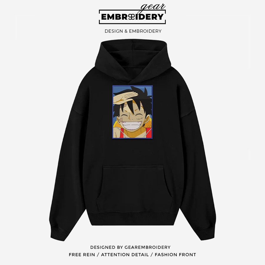 Luffy smile One Piece Embroidered Design Personalized Embroidered T Shirt Sweatshirt Hoodie Clothing OP0134