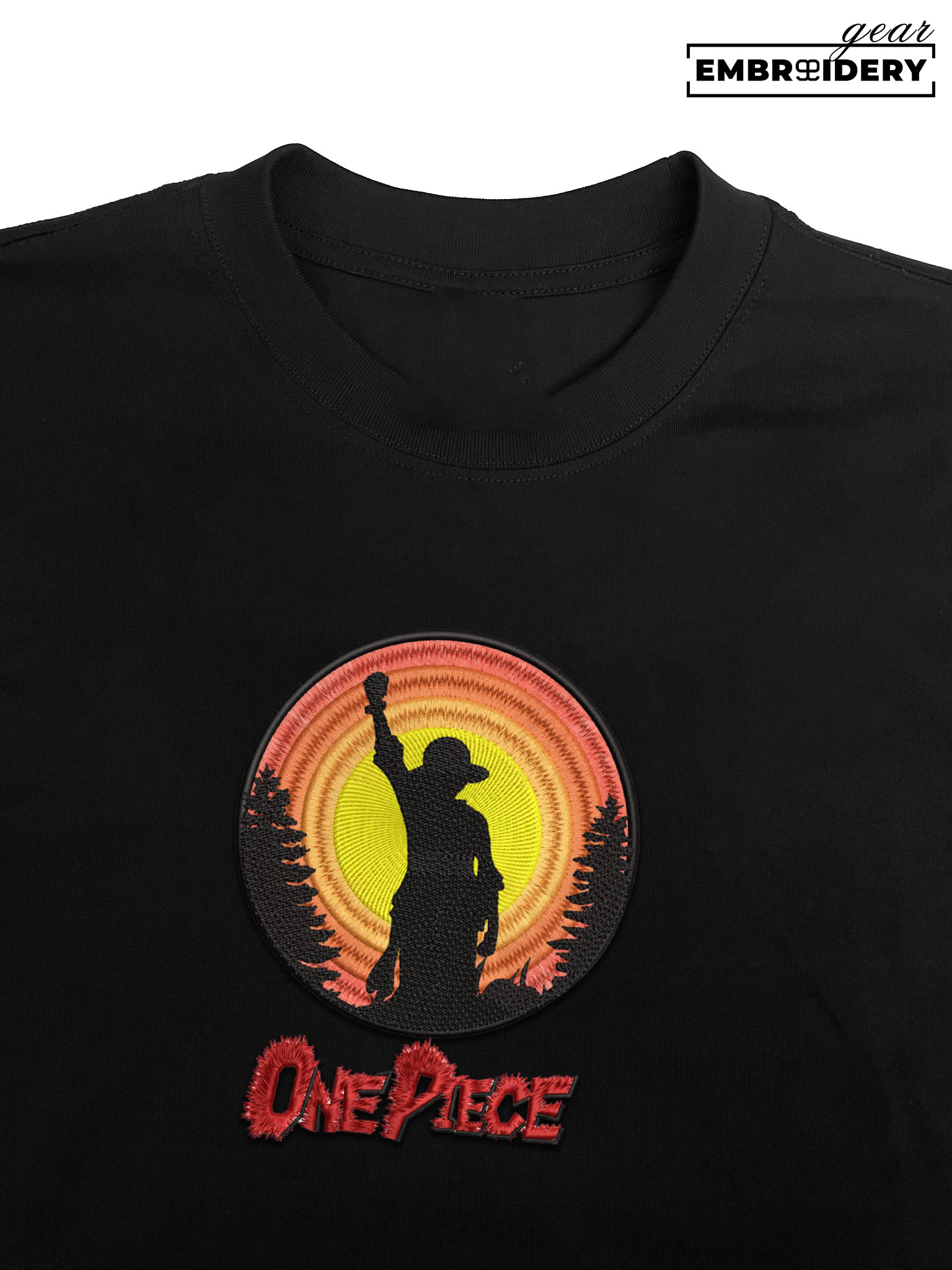 Luffy sun One Piece Embroidered Design Personalized Embroidered T Shirt Sweatshirt Hoodie Clothing OP0136