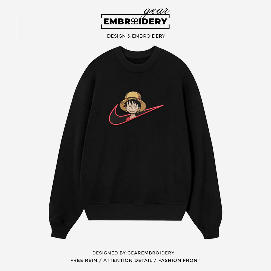 Luffy swoosh nike One Piece Anime Embroidered Design Personalized Embroidered T Shirt Sweatshirt Hoodie Clothing OP0139