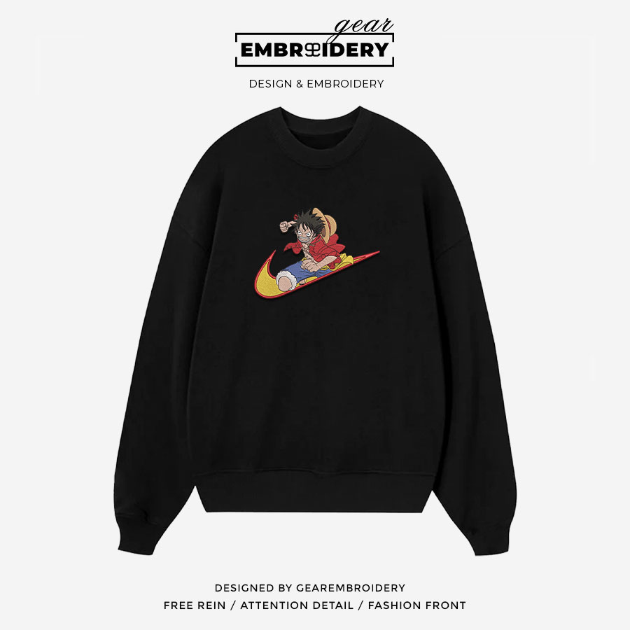 Luffy swoosh nike One Piece Anime Embroidered Design Personalized Embroidered T Shirt Sweatshirt Hoodie Clothing OP0141