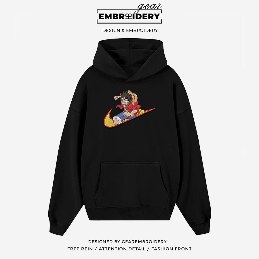 Luffy swoosh nike One Piece Anime Embroidered Design Personalized Embroidered T Shirt Sweatshirt Hoodie Clothing OP0141