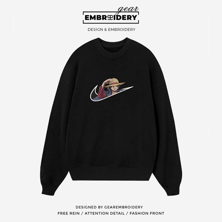 Luffy swoosh nike One Piece Anime Embroidered Design Personalized Embroidered T Shirt Sweatshirt Hoodie Clothing OP0142