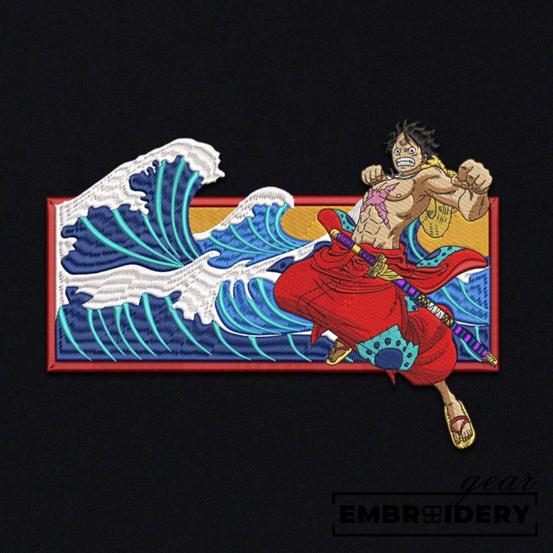 Luffy waves One Piece Embroidered Design Personalized Embroidered T Shirt Sweatshirt Hoodie Clothing OP0145