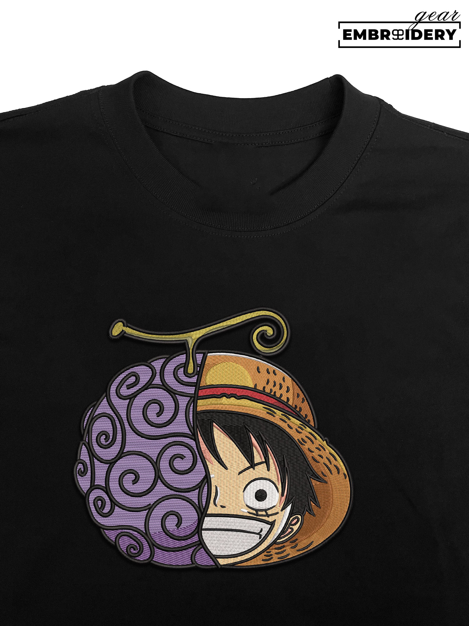 Luffy x devil fruit One Piece Embroidered Design Personalized Embroidered T Shirt Sweatshirt Hoodie Clothing OP0147