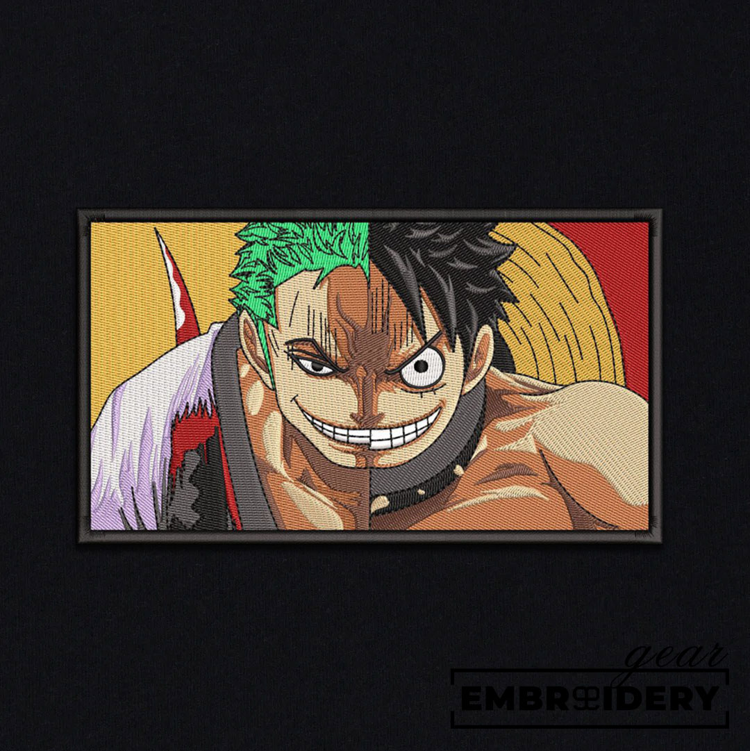Luffy x zoro smile One Piece Embroidered Design Personalized Embroidered T Shirt Sweatshirt Hoodie Clothing OP0148