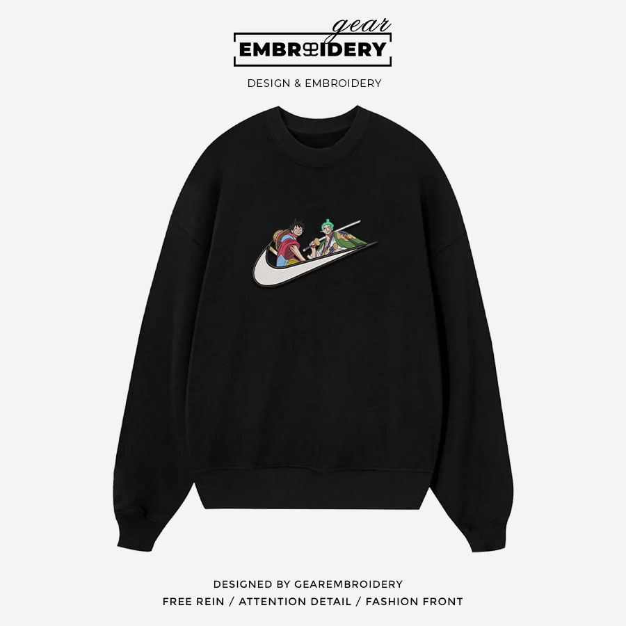 Luffy zoro swoosh nike One Piece Anime Embroidered Design Personalized Embroidered T Shirt Sweatshirt Hoodie Clothing OP0149